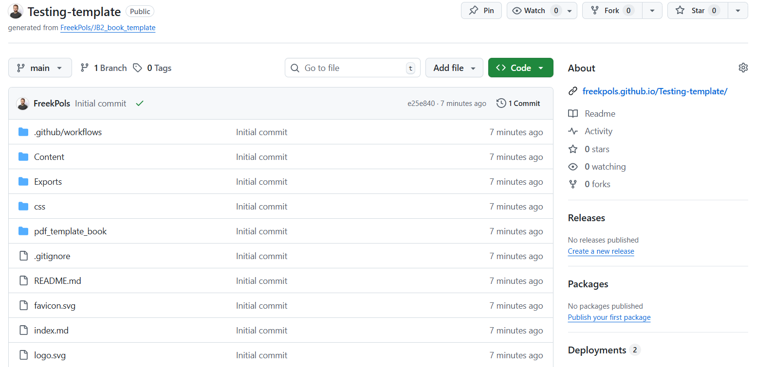 Once the book has been deploy, you can visit your site which looks like this.