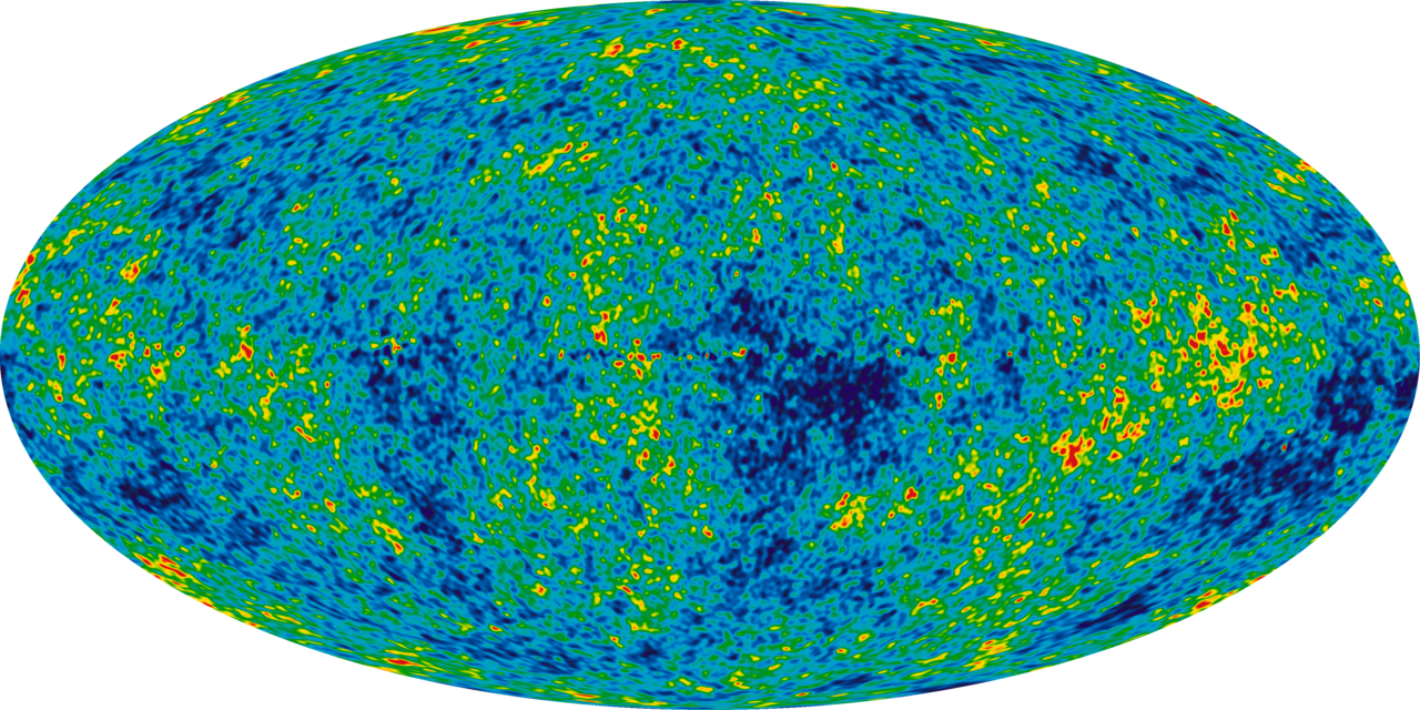 Background radiation in the universe as observed from earth.
By NASA / WMAP Science Team - http://map.gsfc.nasa.gov/media/121238/ilc_9yr_moll4096.png, Public Domain.