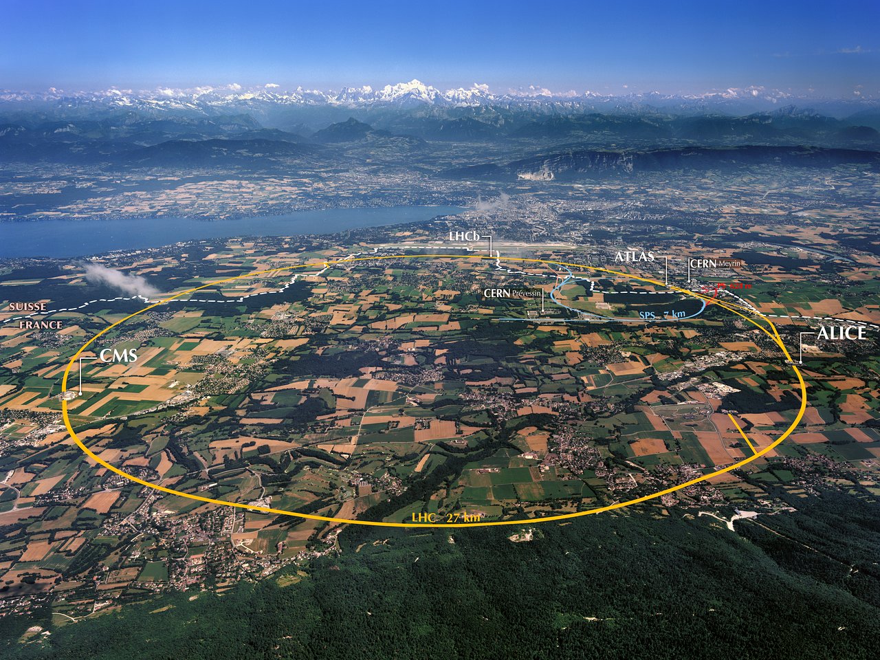 Circular Accelerator of CERN depicted in its environment. ESO/José Francisco, licensed under CC-BY-SA.