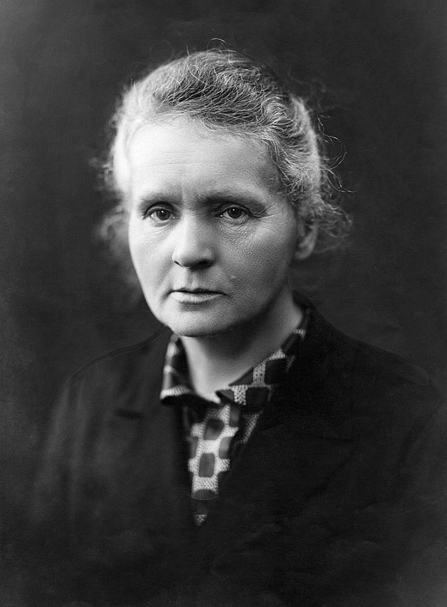 Marie Curie (1867-1934). From Wikimedia Commons, public domain.