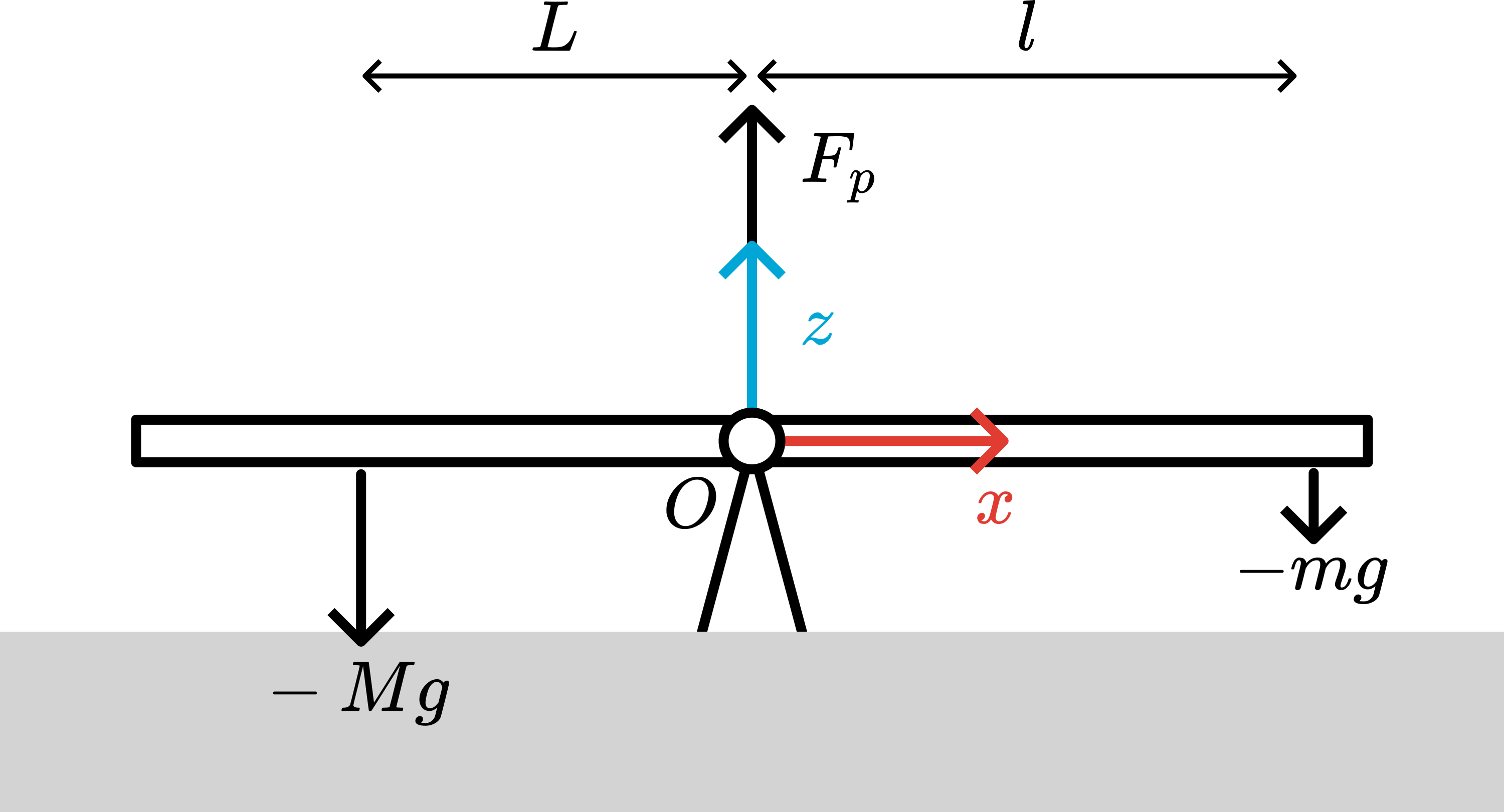 Free-body diagram of the seesaw.