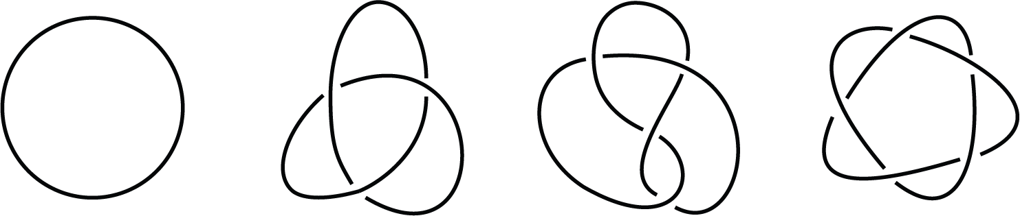 Various vortex knots, each represents another element. From Wikimedia Commons, public domain.