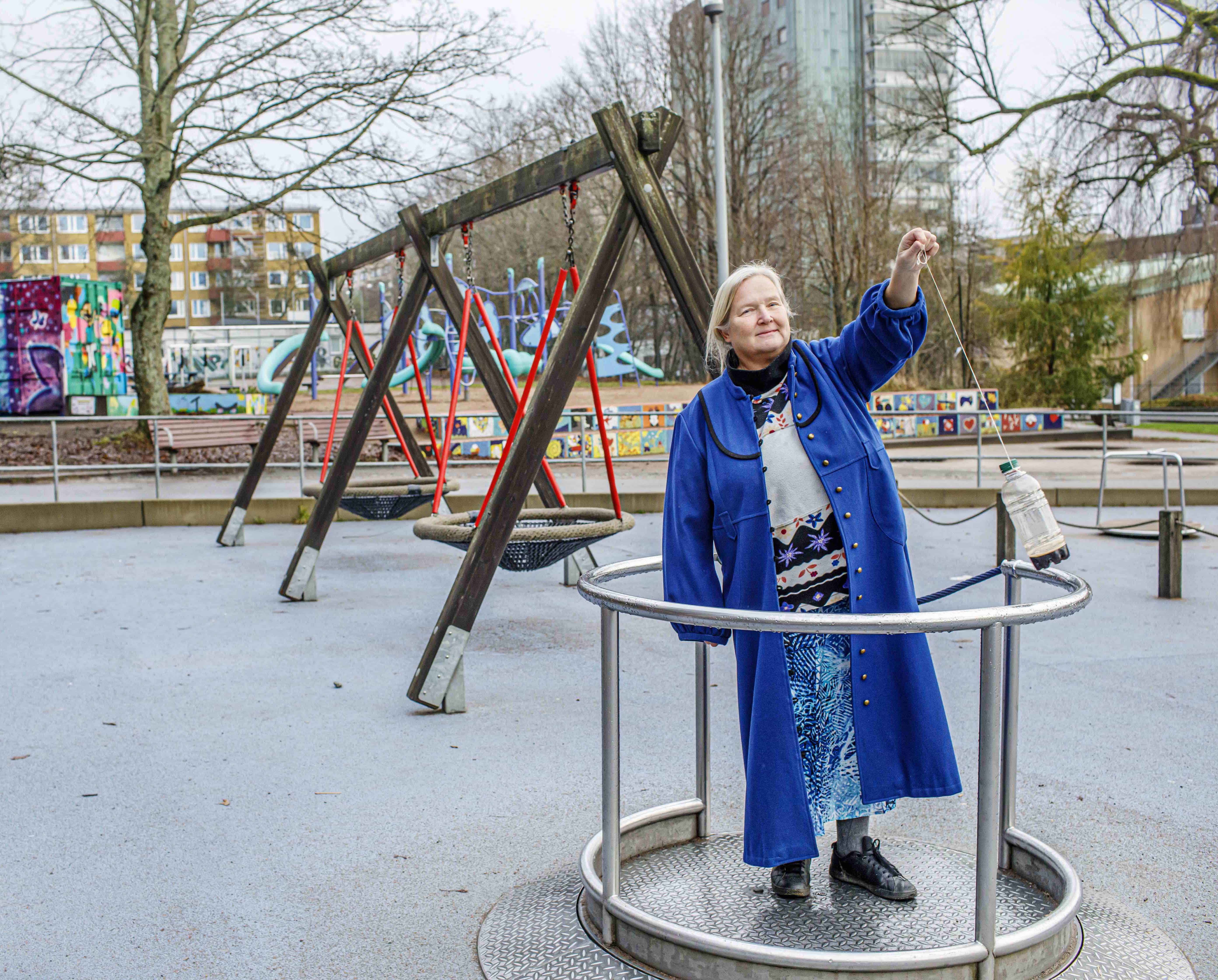 Ann-Marie Pendrill doing physics on a playground.