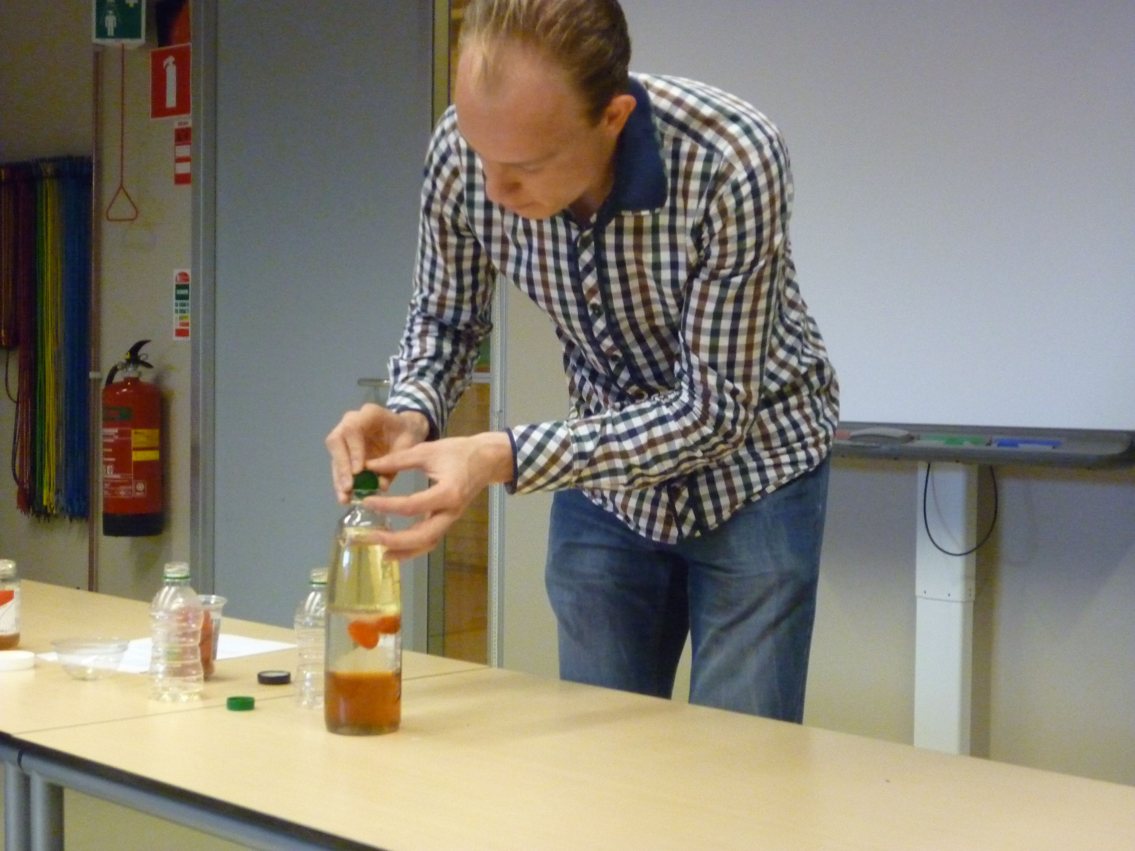 a teacher preparing the demo