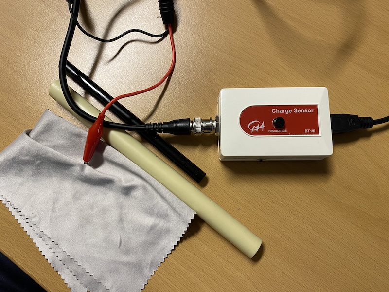 cloth, pvc tube and charge sensor