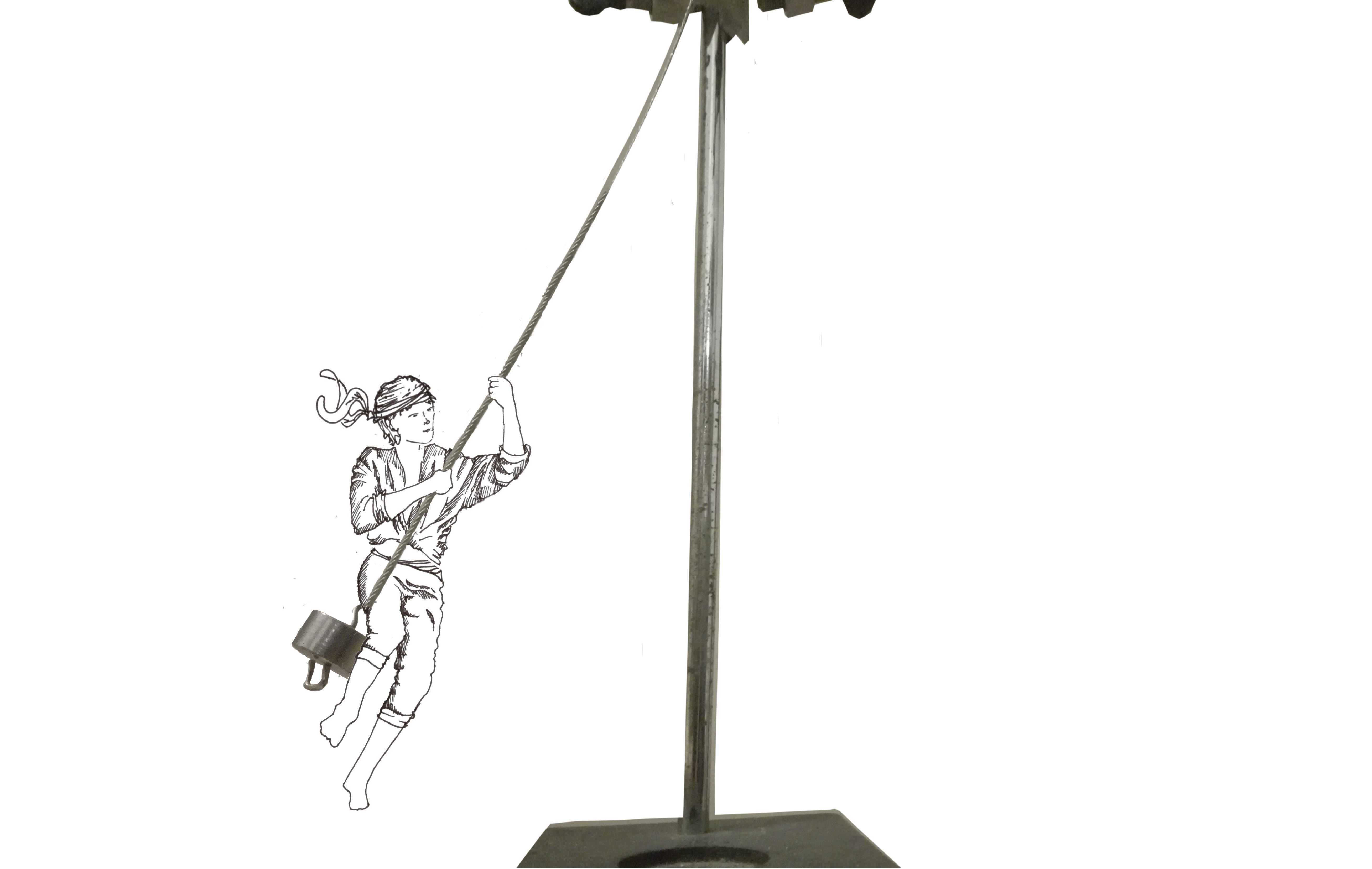 a combination of a drawing of a pirate swinging and a picture of a pendulum.